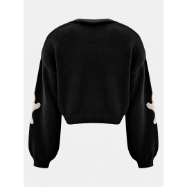 Women's Halloween Sweater - Black with Orange Pumpkin Patterns, Open Front Closure Cardigan, Non-Transparent Fall Winter Party Outfit, Elegant Halloween Party Jacket for Women, Halloween Clothes, Festive Attire, Medium Elasticity