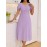 [Elegant Dress] Stretchy Elegant Women's V-Neck Short Sleeve Dress | A-Line Mid-Length Machine Washable with Ruffled Bell Sleeves & Button Detail for All-Season Versatile Wear