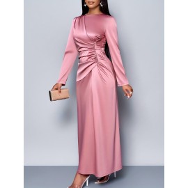 [Elegant Soft Pink Formal Gown] Elegant Women's Soft Pink Long Flowy Gown - Formal & Party Dress | Machine Washable Evening Wedding, Valentine's, Christmas Party Outfit | Sophisticated Design, Comfortable Fit, Glamorous Special Occasion Wear