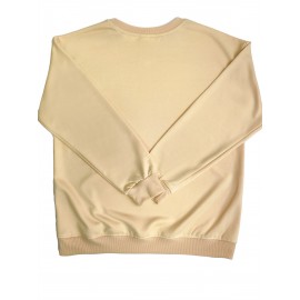 [Cozy Plus Size Sweatshirt] Polyester Plus Size Women's White Bow Print Sweatshirt - Cozy, Comfortable, Machine Washable Fall & Winter Pullover with Digital Butterfly Design