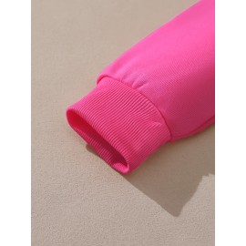 Women's CALVIN Letter Print Hooded Sweatshirt - Oversized Kangaroo Pocket & Drawstring Hood, Cozy Fall Winter Sweater with White CALVIN Logo, Casual Pullover (Machine Washable) for Casual Attire