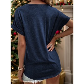 Women'S Vintage Norse Mythology Dragon Print V-Neck T-Shirt - Casual Short Sleeve, Regular Fit, All-Season Tee with Intricate Design, Machine Washable, Allseason Tee | Mythological Design | Comfortable Fit, Dragon Shirt